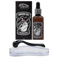 Набір для стимуляції росту волосся та бороди (мезоролер + лосьйон для росту волосся та бороди Minox 15% 50 мл)
